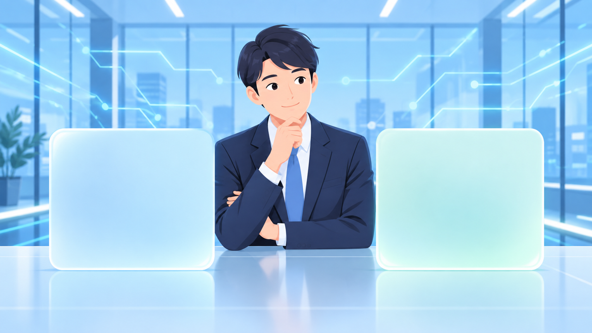AI導入支援サービス2つの特徴と確認ポイントを表す図解イラスト