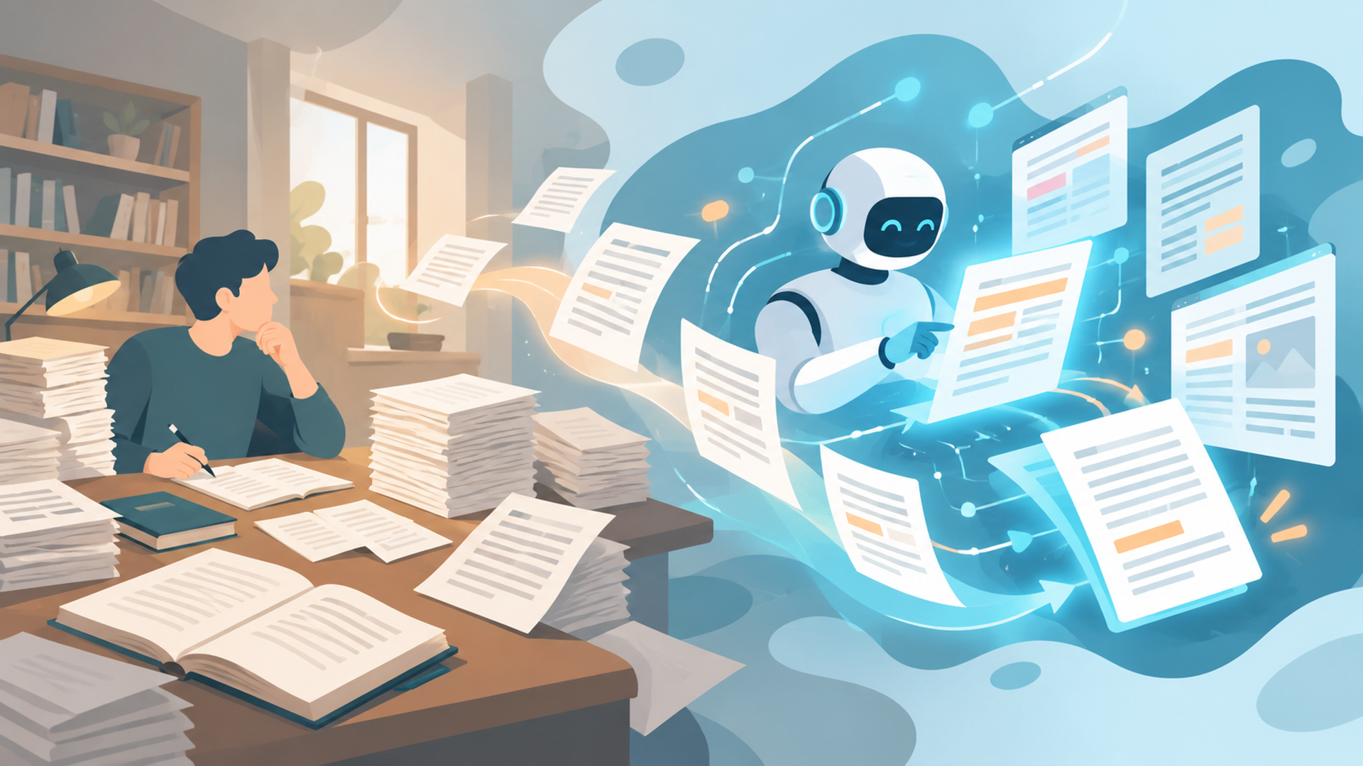 AIを活用したリライトの基礎知識と従来の手法との違いを表す図解イラスト