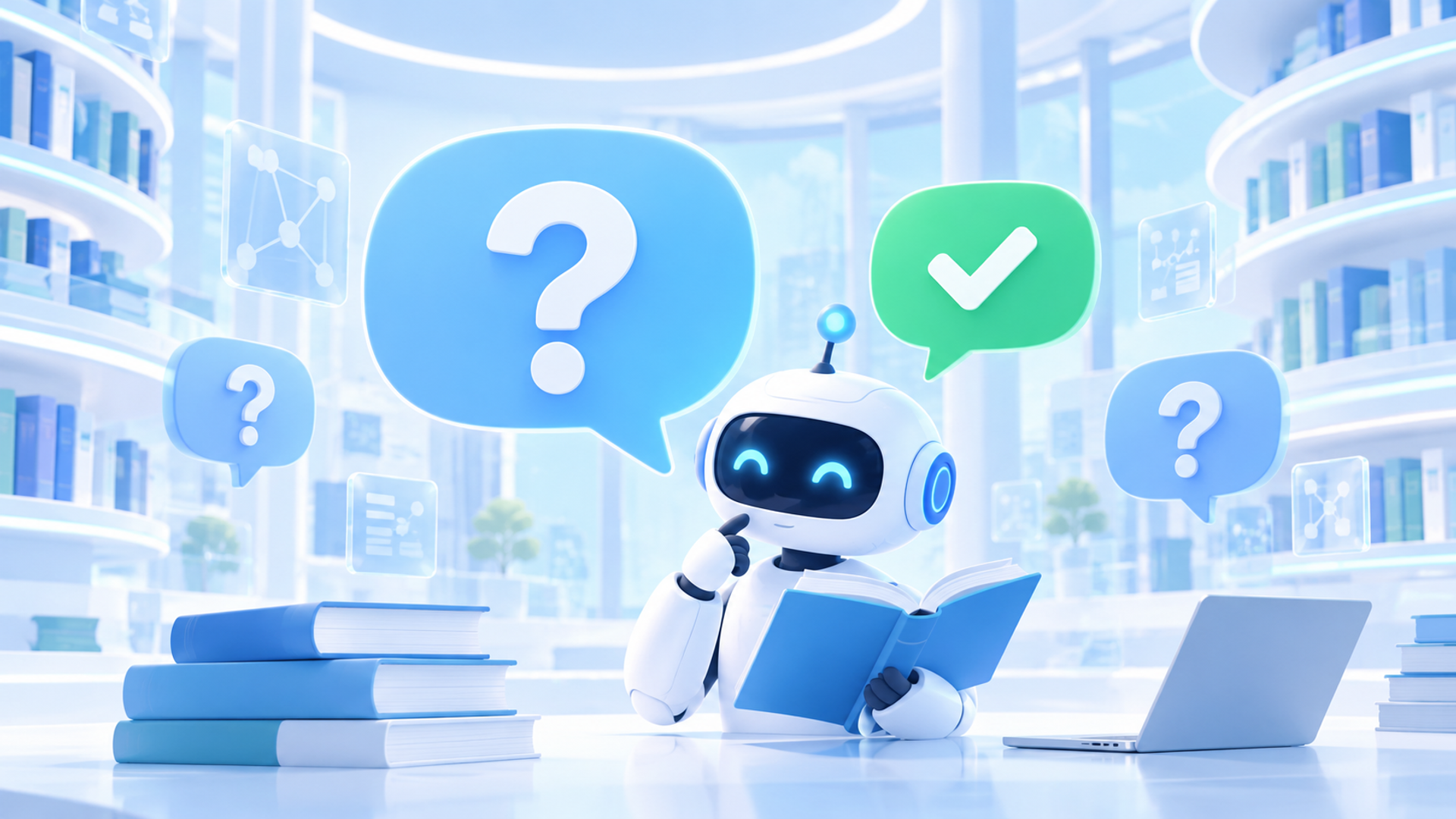記事リライトのAI活用に関するよくある質問（FAQ）を表す図解イラスト