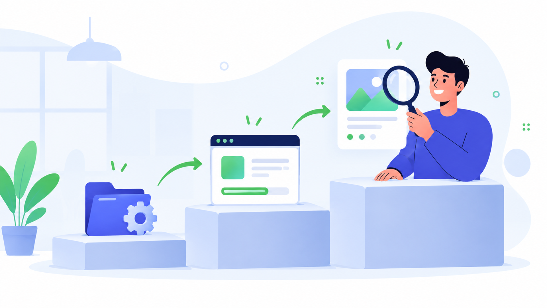 導入から実業務での運用までの3ステップを表す図解イラスト