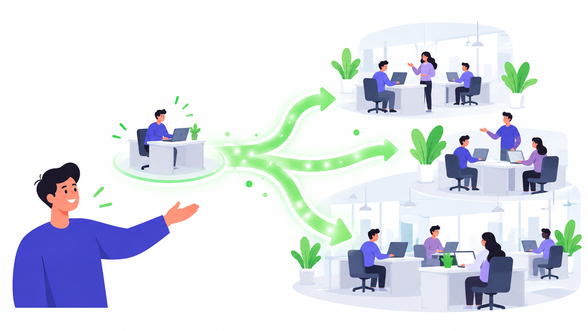 導入から運用定着までのステップを表す図解イラスト