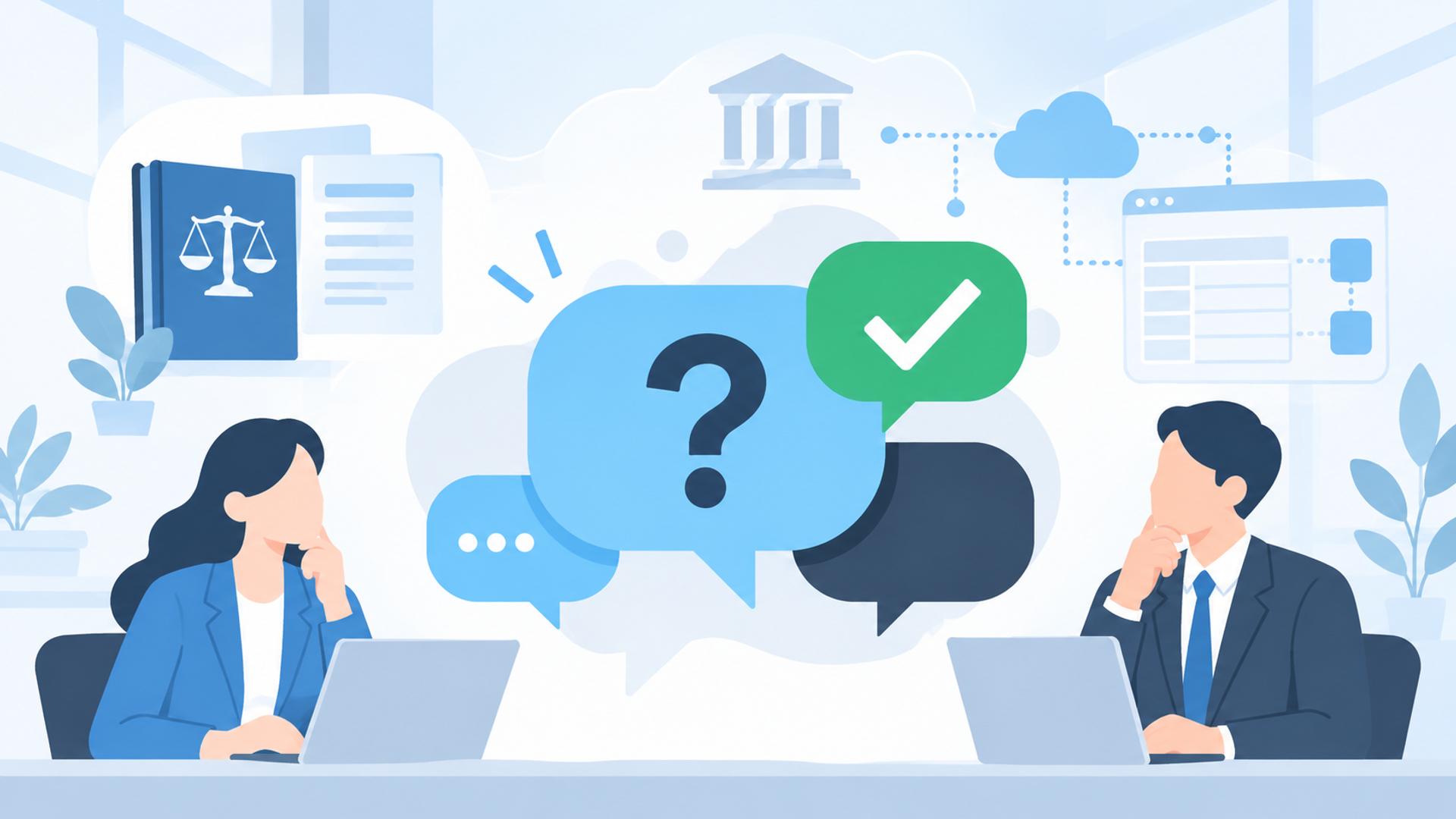 退職業務のAI化に関するよくある質問（FAQ）を表す図解イラスト