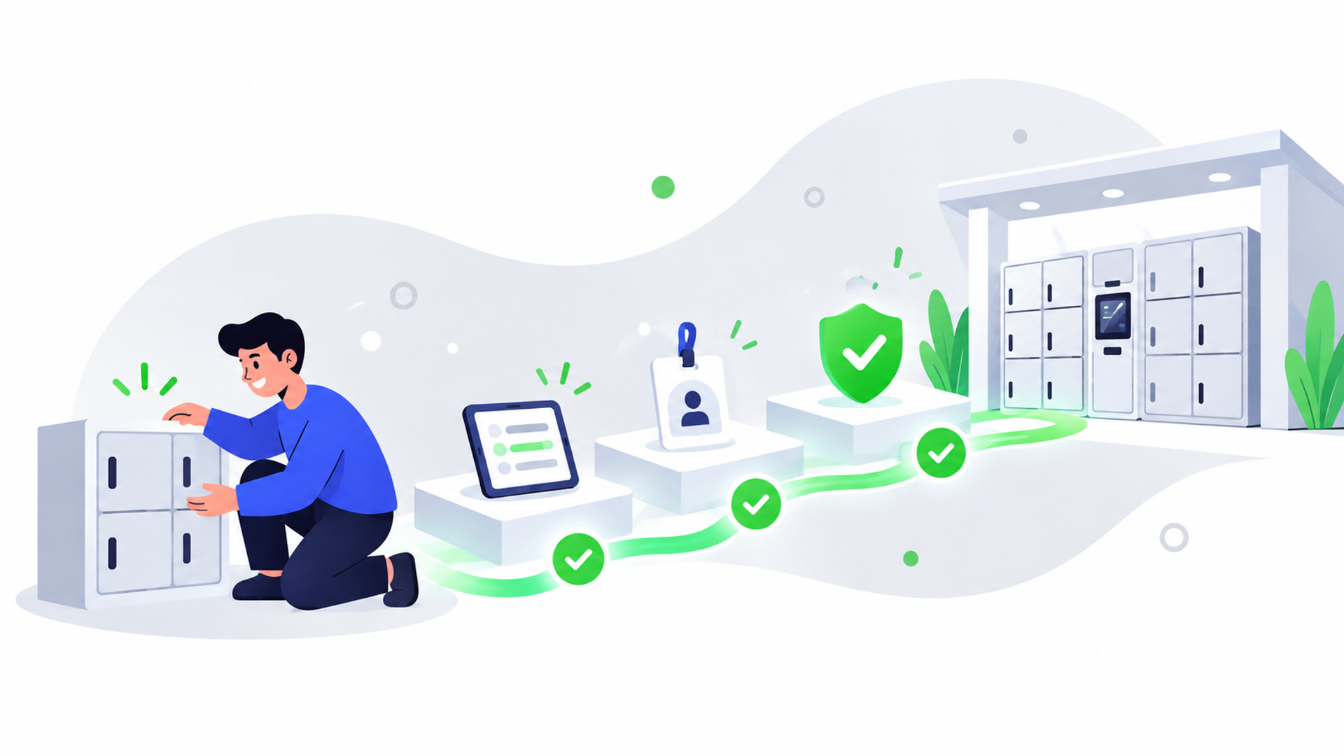 スムーズに無人化を進めるための導入手順を表す図解イラスト