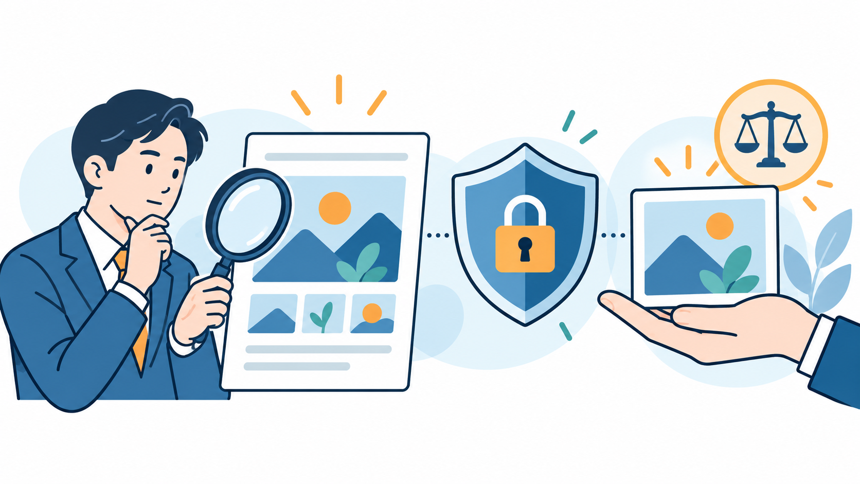 AI図解作成ツール利用時の注意点を表すイラスト