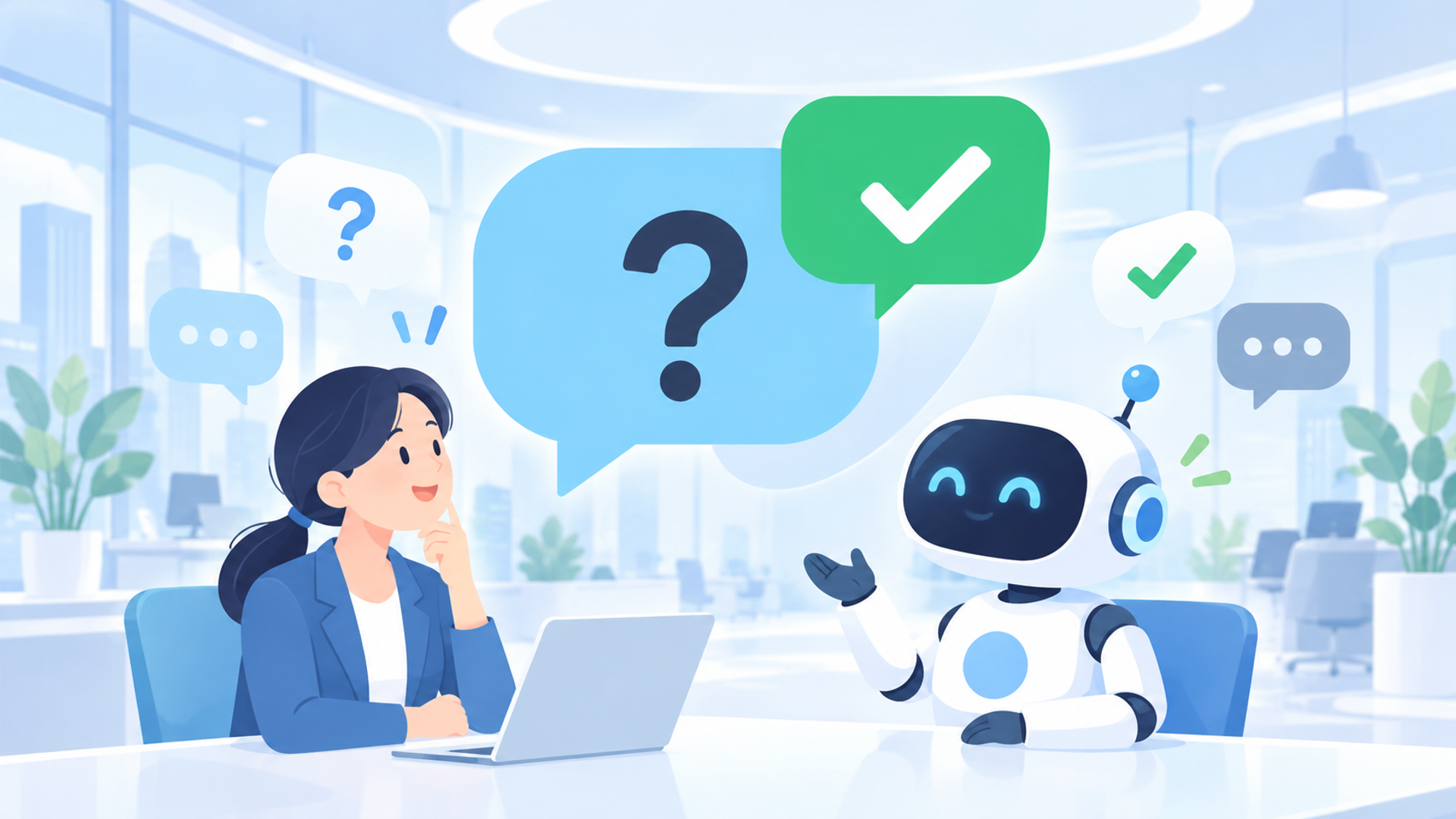 導入・運用に関するよくある質問（FAQ）を表す図解イラスト
