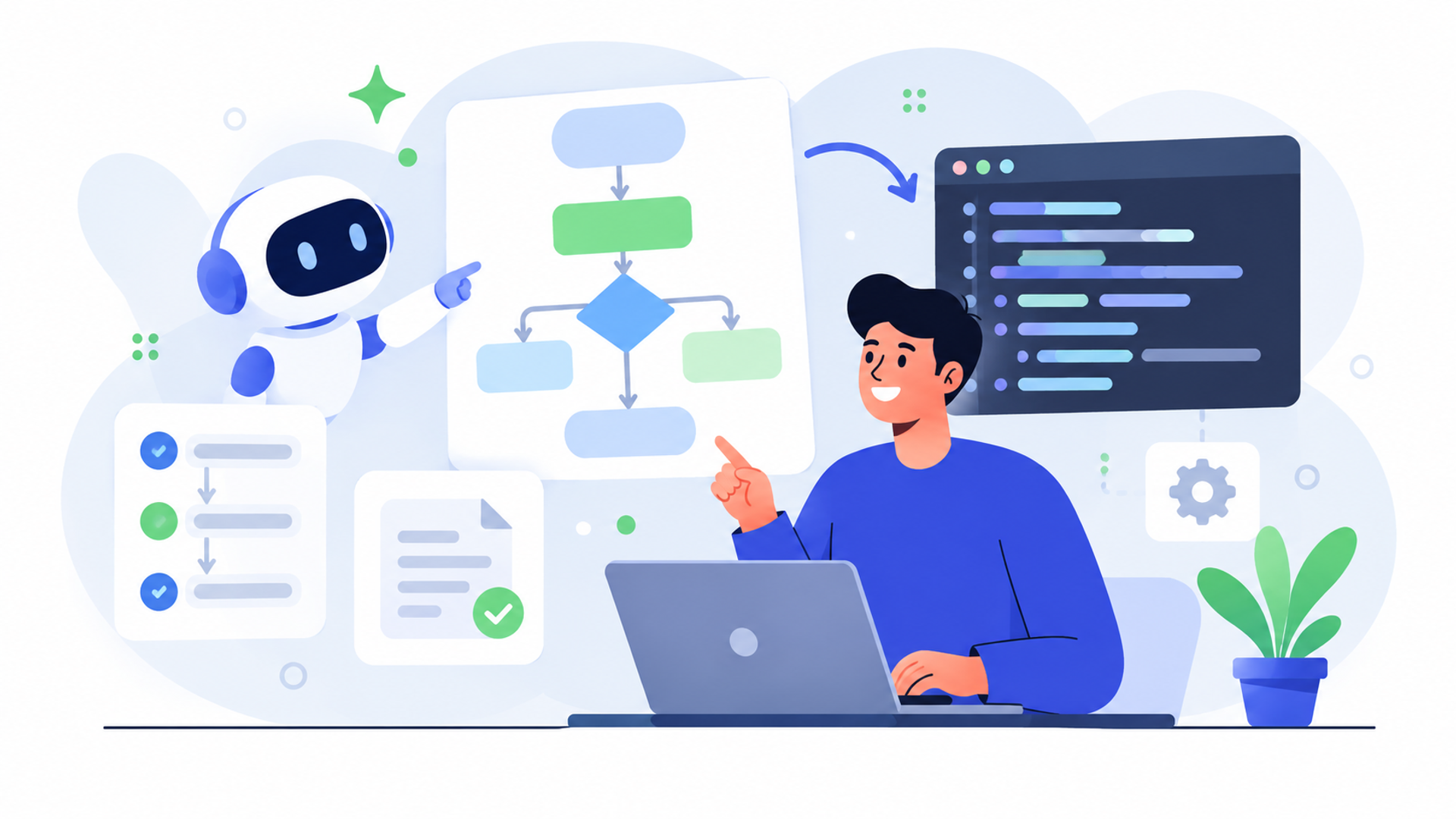 実務でそのまま使えるプロンプトの記述例を表す図解イラスト
