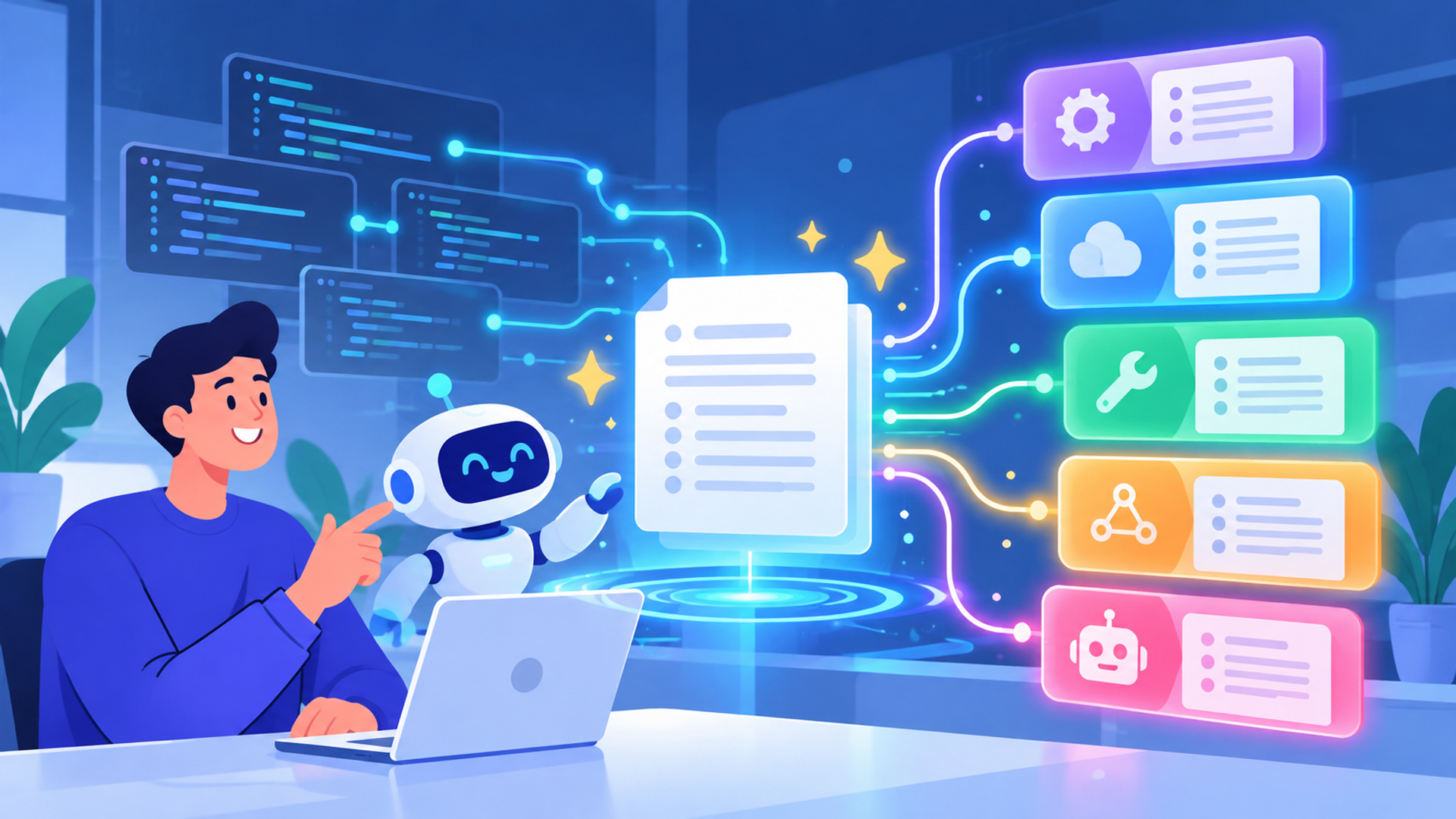 リリースノート作成を自動化するツール・手法5選を表す図解イラスト