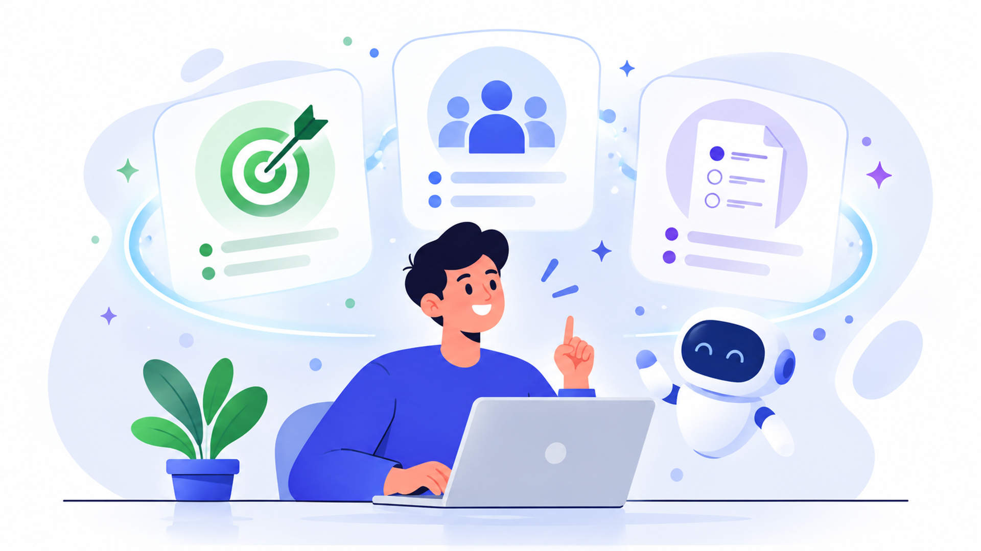 質の高い設問を生成するAIプロンプトのコツ3選を表す図解イラスト