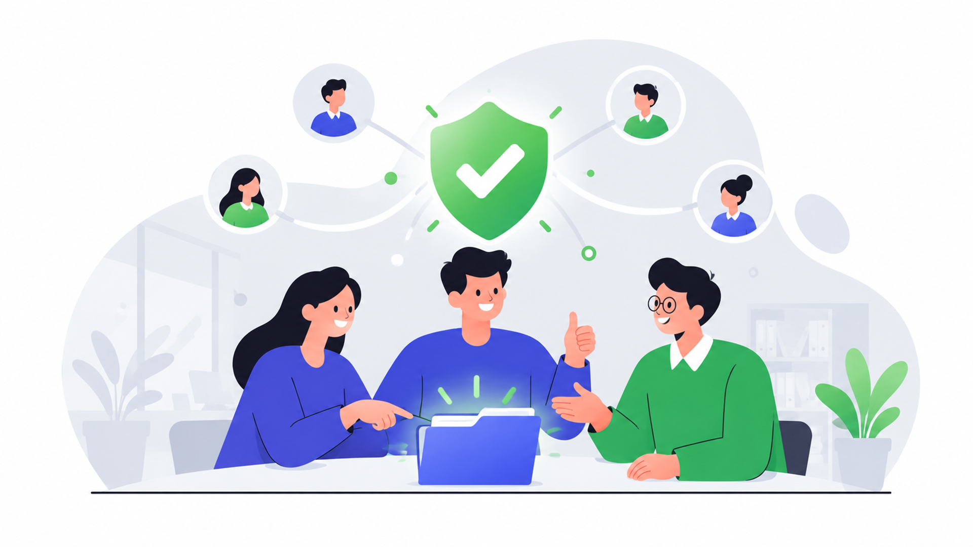 意思決定をスムーズに進めるための社内体制づくりを表す図解イラスト
